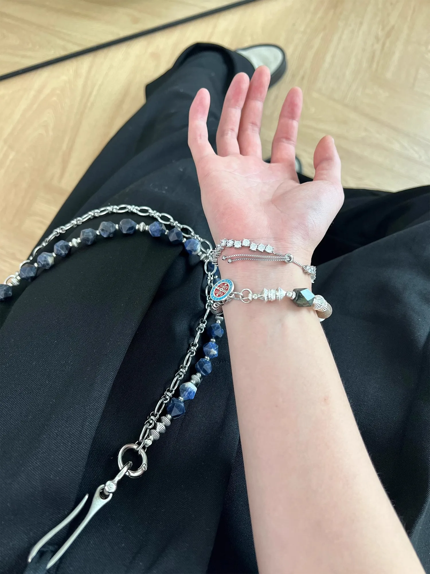 Three In One Combination Punk Pants Chain Peacock Green Metal Concise Men And Women Key Chain One\'s Waist luxurious Accessories
