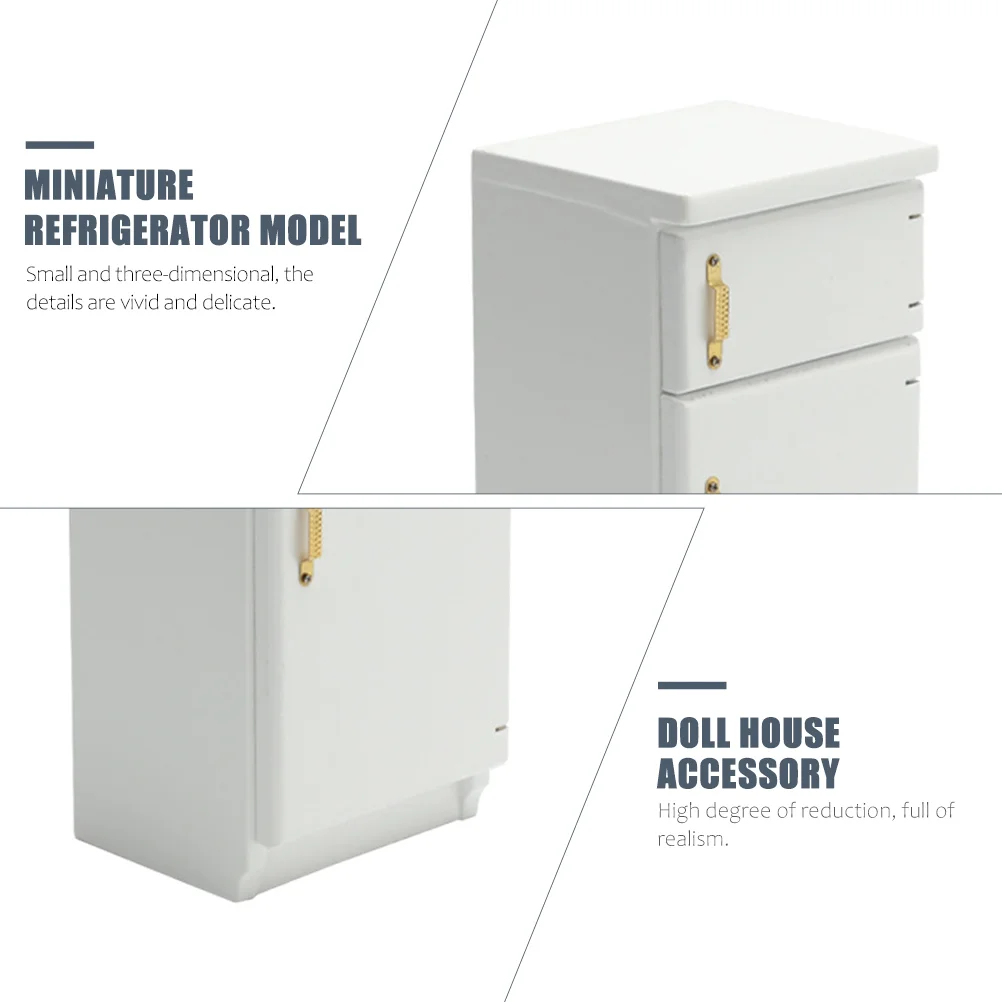 Mini Model Refrigerator Miniature White Fridge House Furniture Dollhouse for Play Decor Splint Decoration