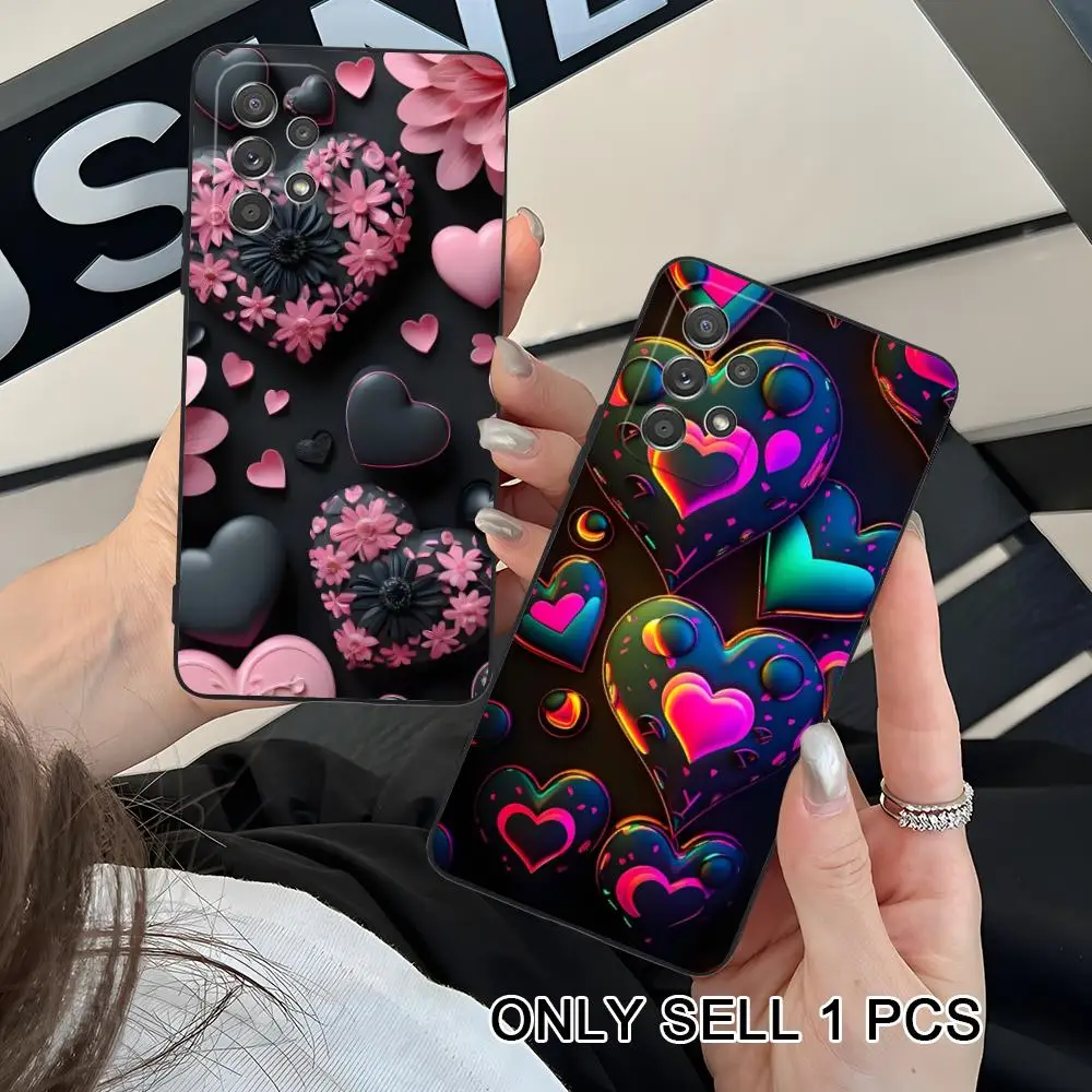 Y2K Glowing Hearts Matte TPU Mobile Phone Case for Samsung Galaxy A56 55 54 53 52 51 36 35 34 23 16 15 5G Colorful Cover