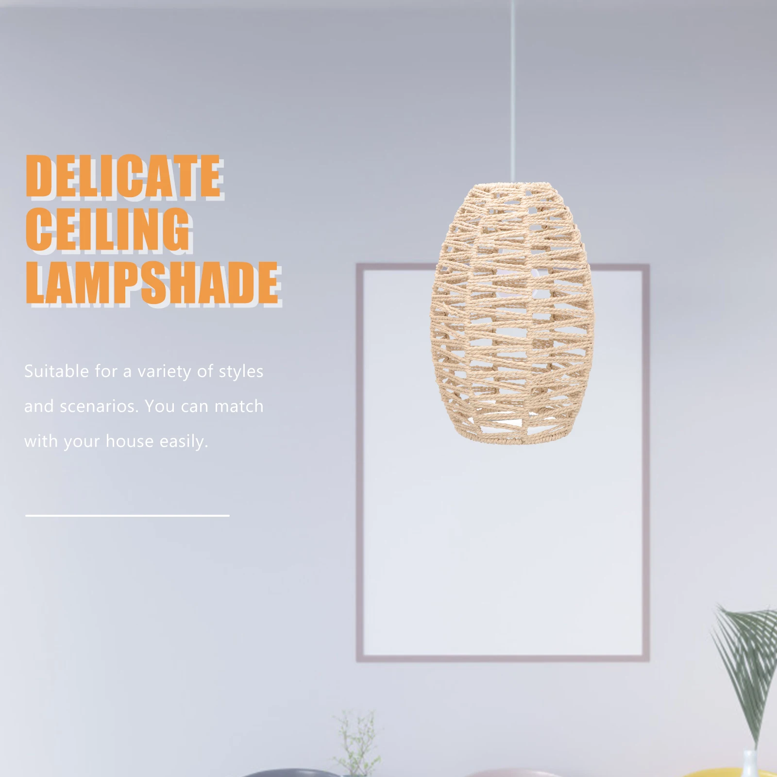 

Premium Woven Rattan Lamp Shade Chandelier Decorative Hanging Light Cover Reusable Ceiling Lampshade Exquisite Pendant Cover