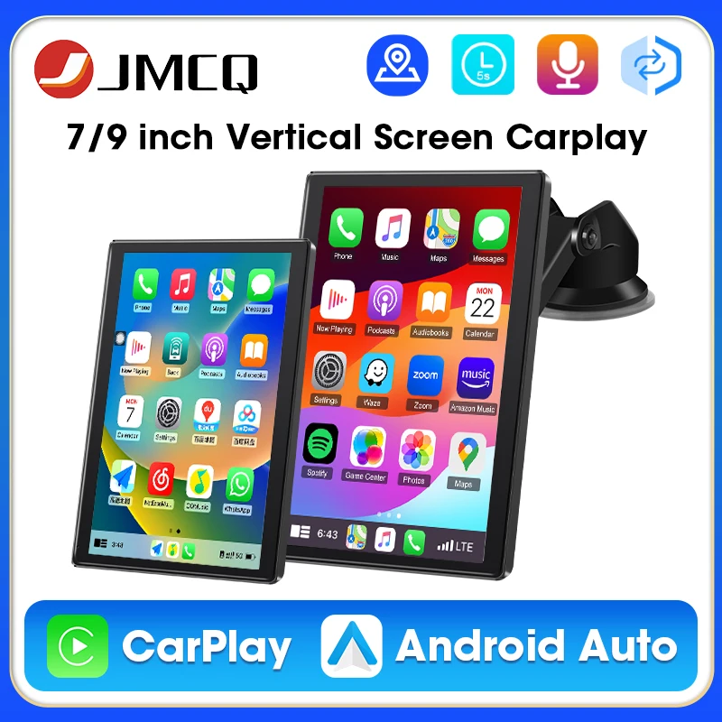 Vtopek 7/9 "شاشة Carplay اللاسلكية راديو السيارة مرآة رابط مشغل فيديو أندرويد السيارات واي فاي شاشة دوران أفقي/رأسي