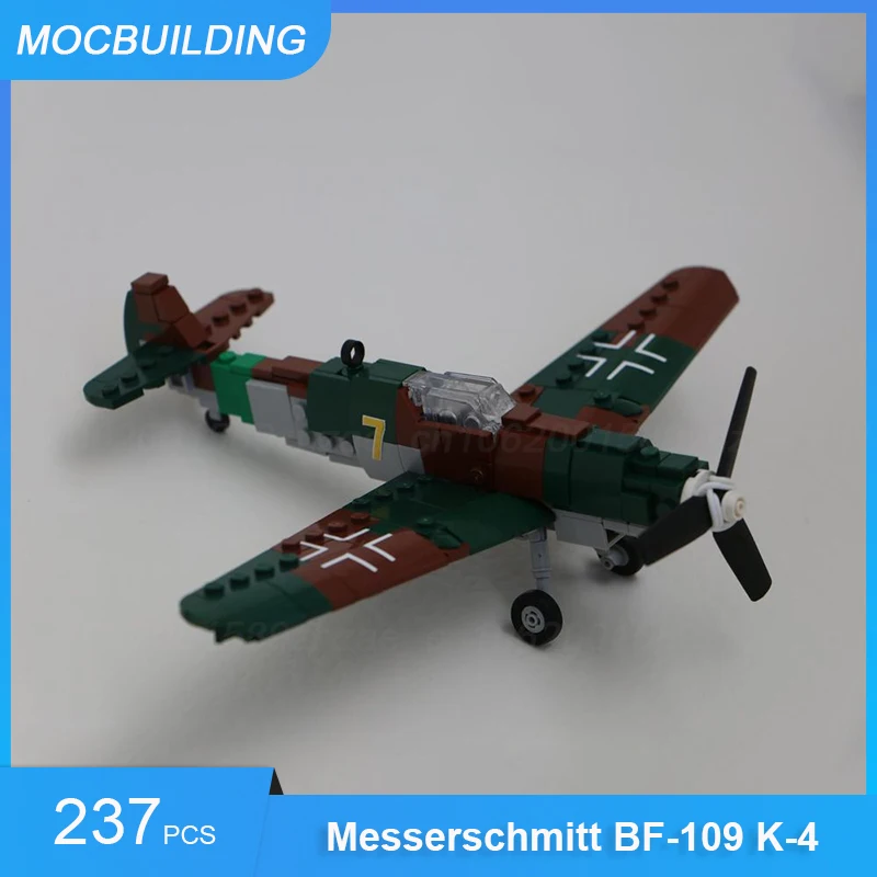 

MOC строительные блоки Messerschmitt BF-109 K-4 1:45, шкала, дисплей, детали, развивающие креативные игрушки, подарки, 237 шт.
