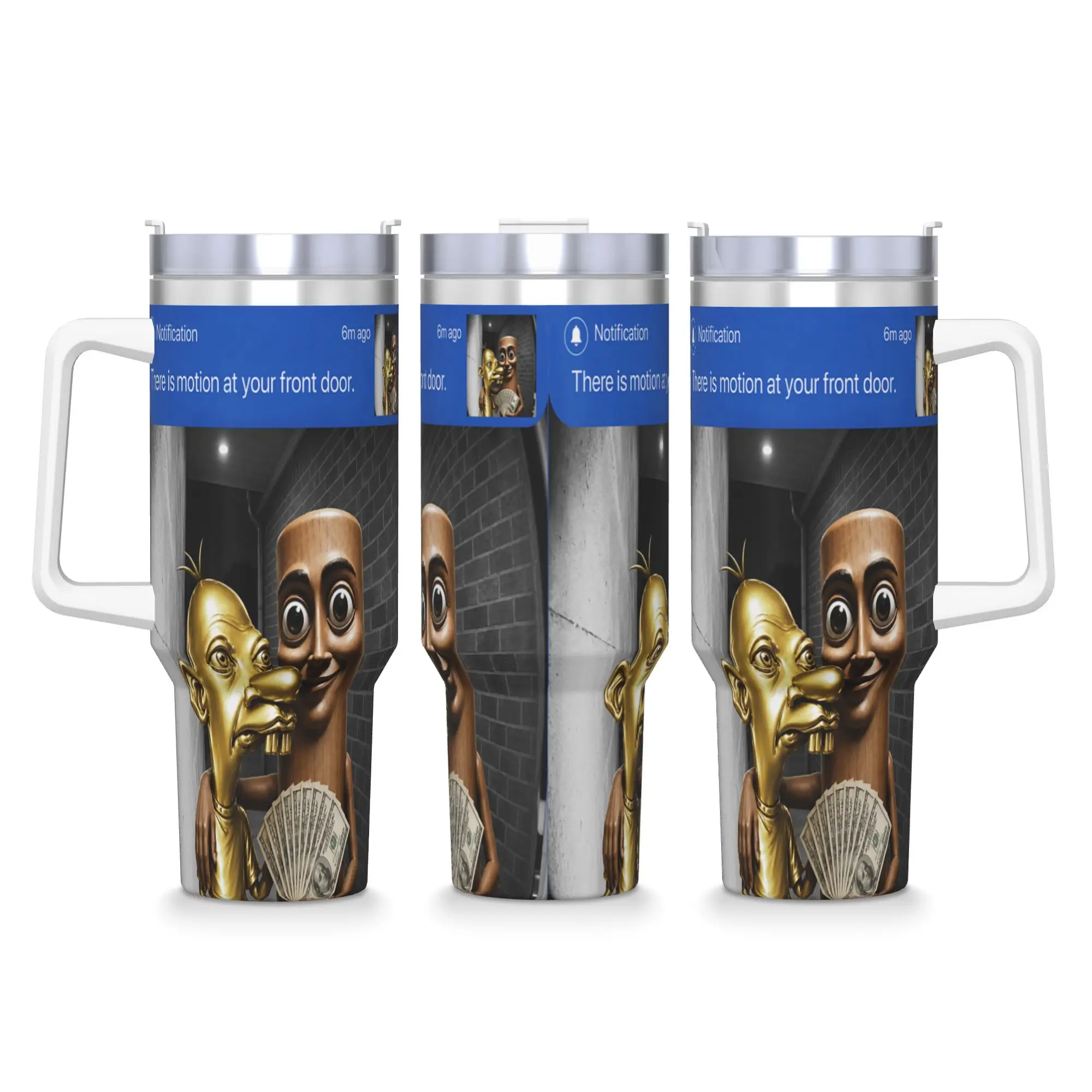 There is Motion at Your Front Tung Tung Sahur Money Tumbler Cold and Hot Water Bottle Leakproof Stainless Steel Thermal Cups