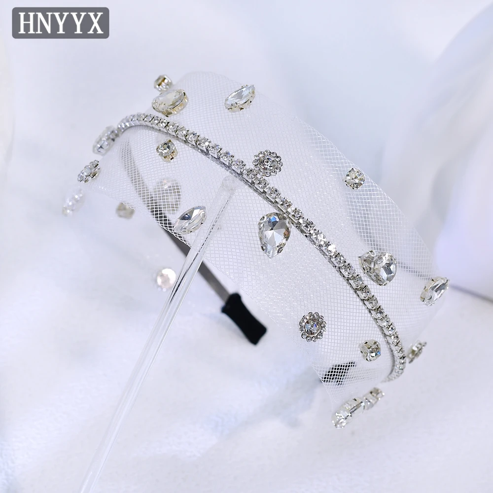 

YouLaPan Блестящий свадебный ободок для волос с крупными стразами, в стиле барокко, модный женский широкий кружевной головной убор YXA04