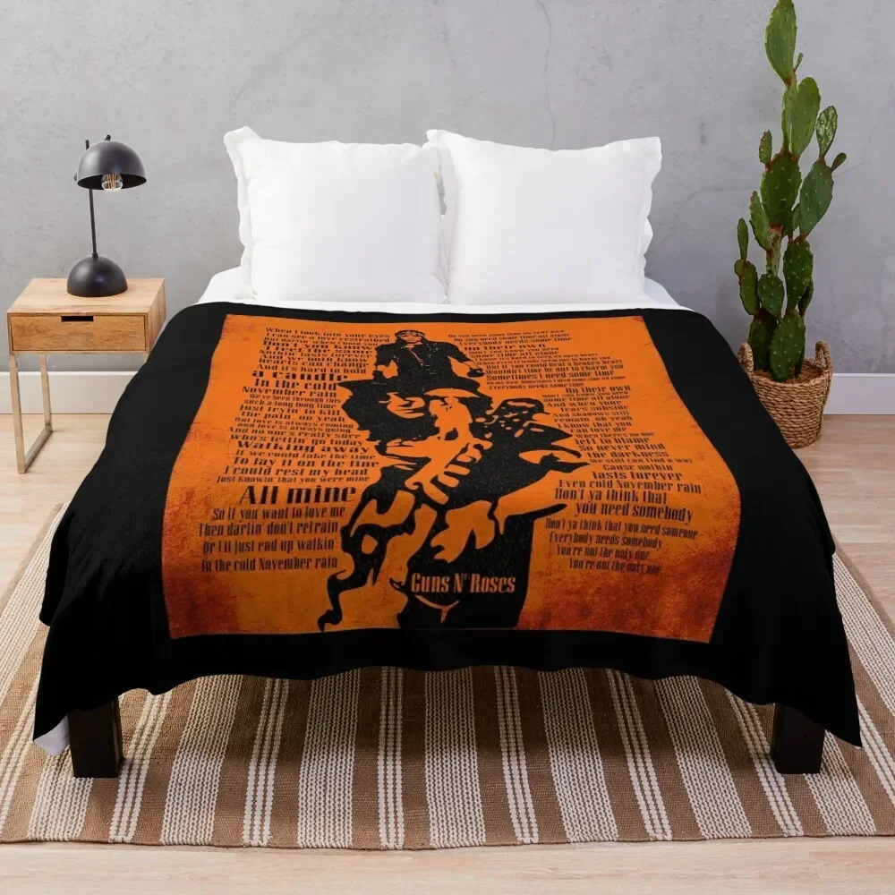 

November Rain Song Lyrics Poster - November Rain Rock Music 1991 Throw Blanket Plaid on the sofa Tourist manga Blankets