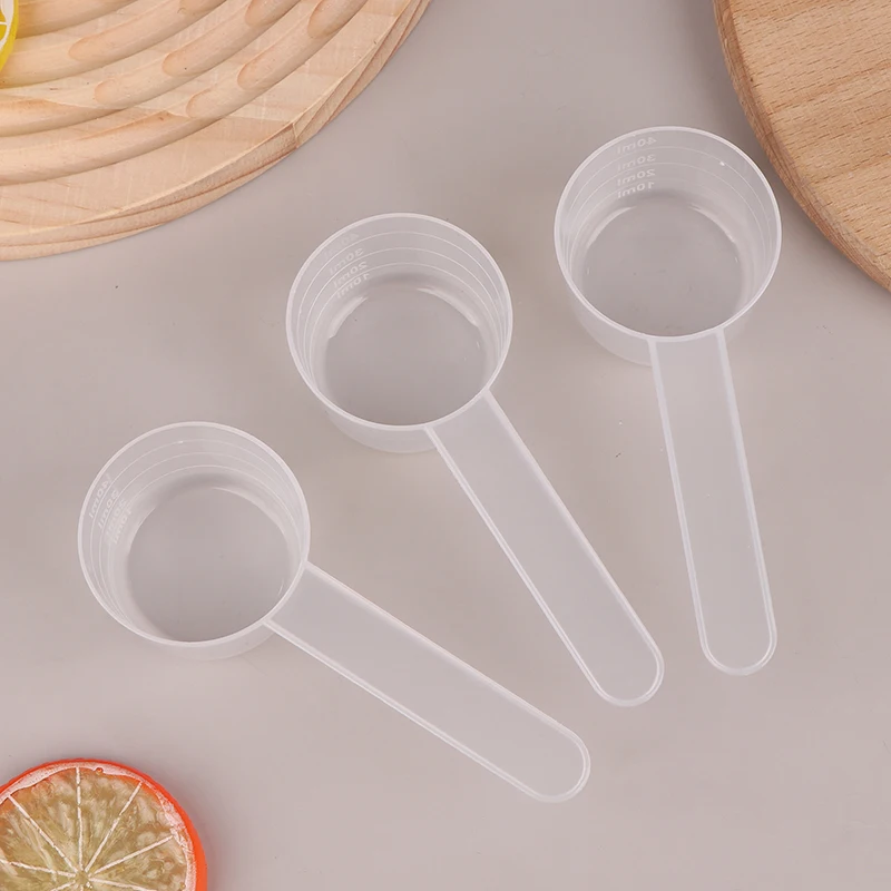 New 10Pcs 40ML 20g Flat Bottom Graduated Measuring Spoon With Scale Transparent Plastic Kitchen Baking Measuring Spoon Tableware