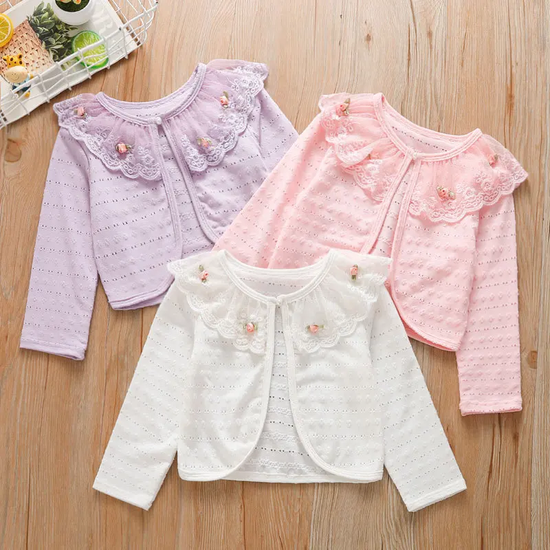 Girls' Outerwear Sun Protection Clothing Air Conditioning Shirt Lace Overlay Shawl Shoulder Spring and Autumn