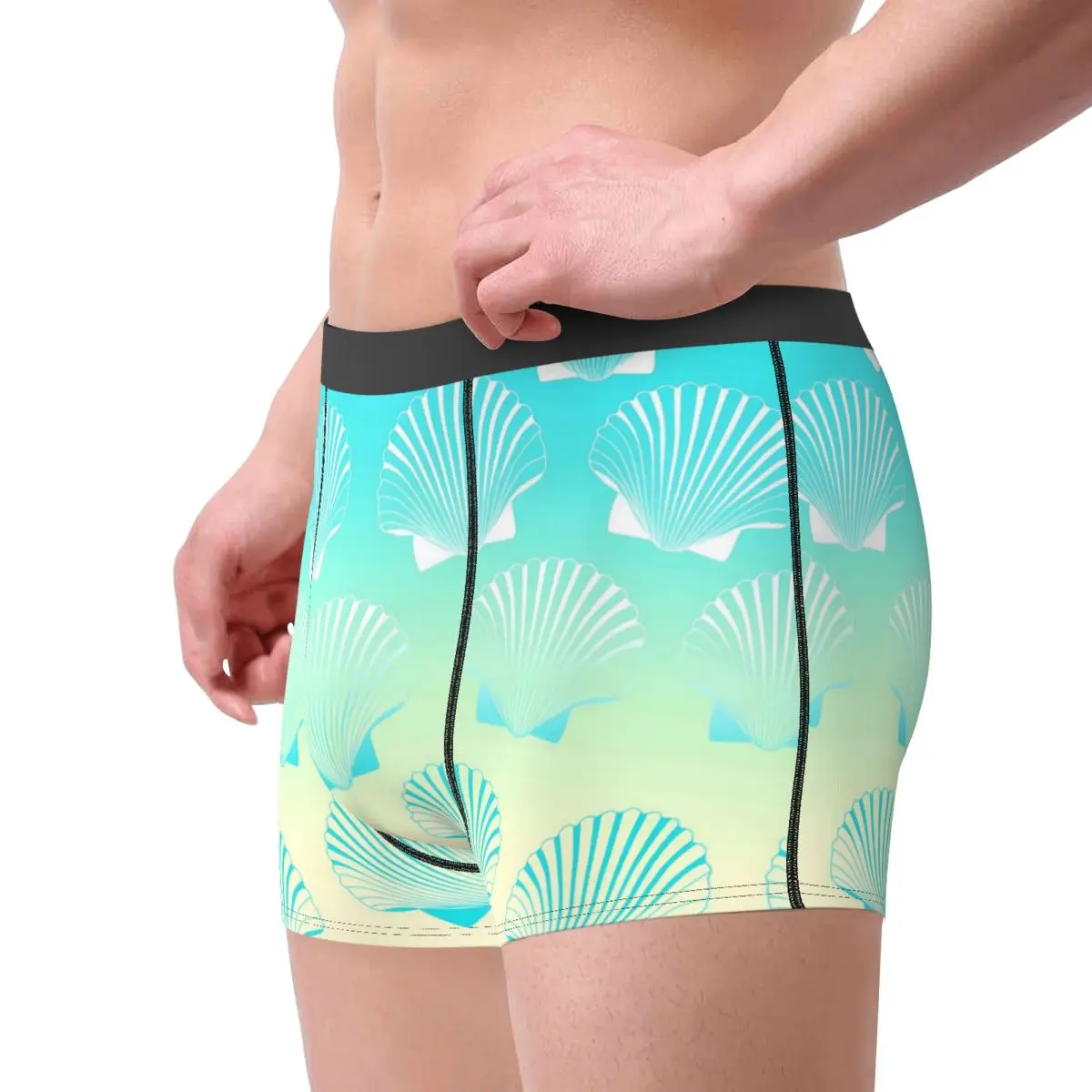 Intimo conchiglie di mare Pantaloncini boxer con stampa sfumata blu e gialla Trenky Mutande da uomo Pantaloncini traspiranti Slip regalo