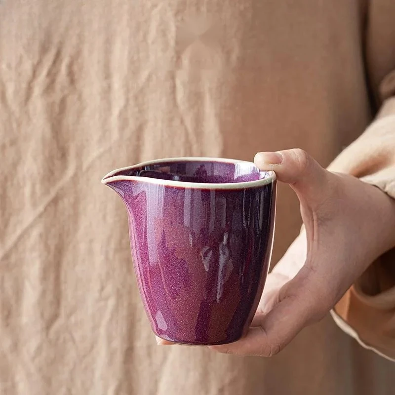 

250 мл китайский фиолетовый фарфоровый кувшин для чая, элегантный кувшин для ча-хай, бытовая чашка для правосудия, кофе, кафе, украшения, аксессуары