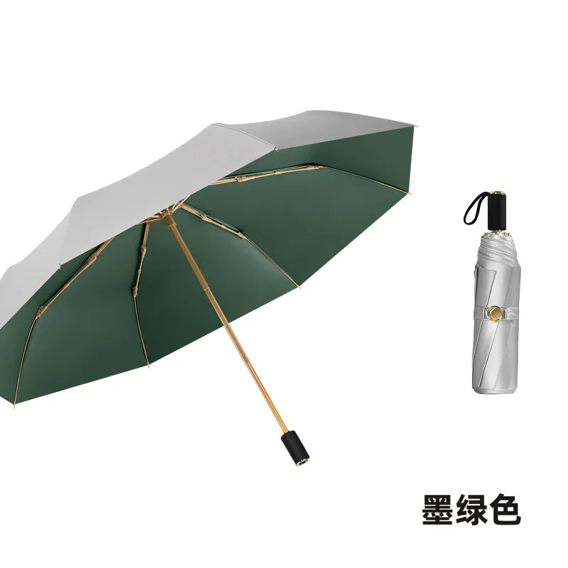 Triple fold dod weather resistant umbrella, solid color sun umbrella