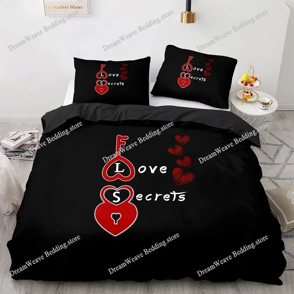 

Couple Lover Duvet Cover Luxury Romantic Theme Bedding Set for Couple Valentine's Day Gifts for Girlfriend Bedroom Decoration