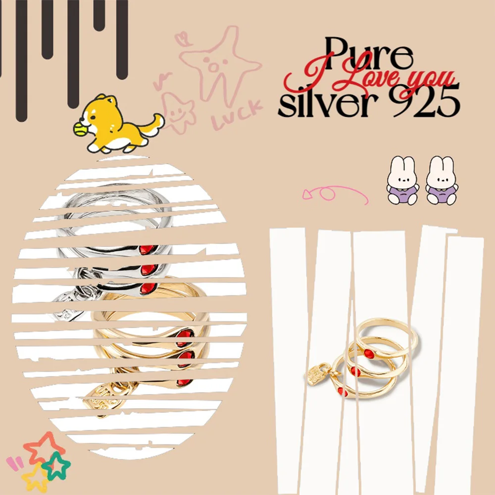 

Испанское многослойное металлическое кольцо с инкрустацией цирконом в стиле хип-хоп No50, серебряное кольцо S925, женское кольцо, подарок на день рождения