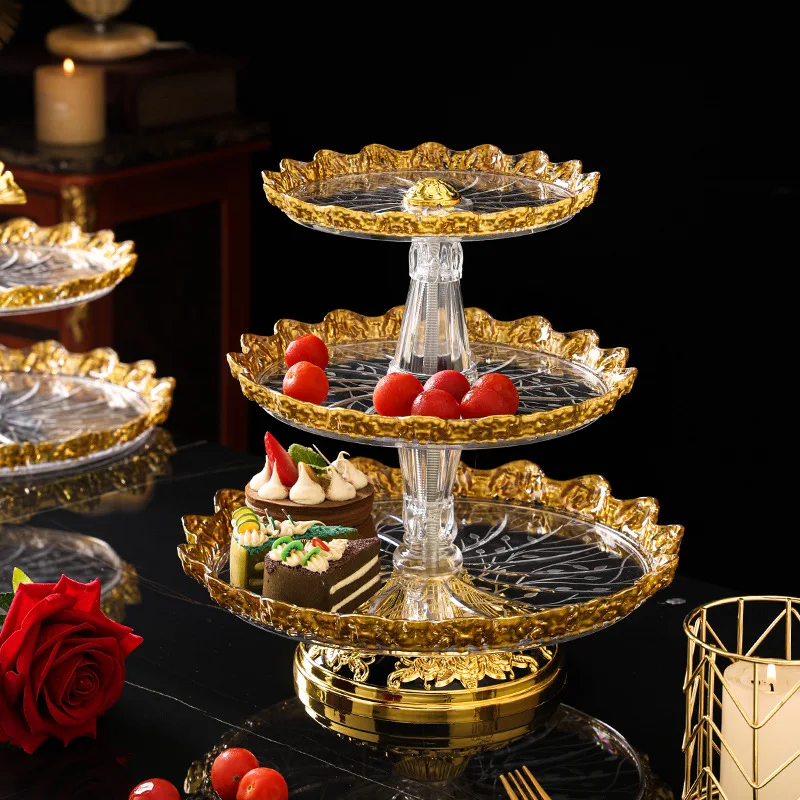 

ZML fruit plate household snack cake plate plastic multi-layer grid fruit plate