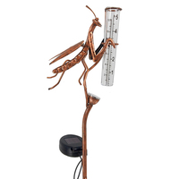 Solar Powered Metal Animal Rain Gauge for Outdoor Use in For gardens Patios and Lawns with Built in Night Light