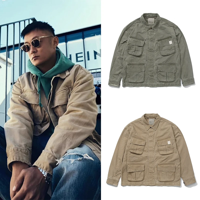 

Куртка-спецовка MADN Autumn Winter Wu Wen Le к десятилетнему юбилею, с четырьмя нашивками, винтажная, утепленная, верхняя одежда