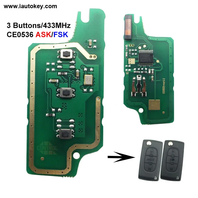 

QCONTROL Remote Car Key cuirt board for CITROEN C2 C3 C4 C5 C6 Berlingo Picasso Vehicle Control Alarm CE0536 ASK/FSK,