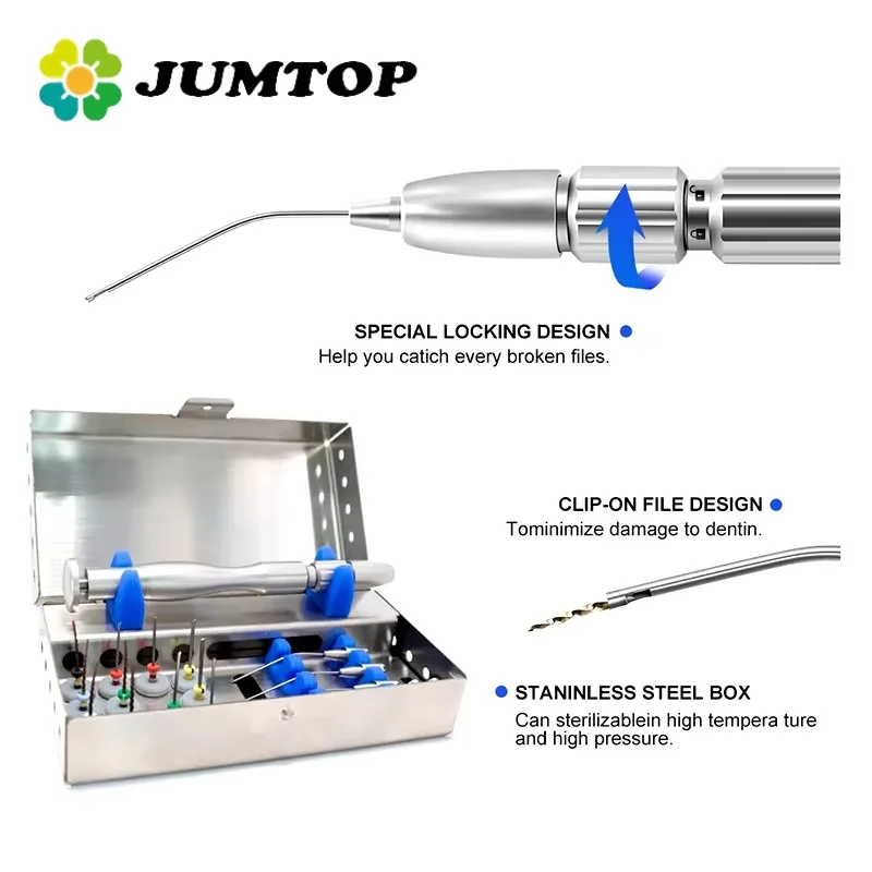 

JUMTOP Dental Broken Files Removal Instrument Set Root Canal File Extractor Endodontic Files Removal System Kit