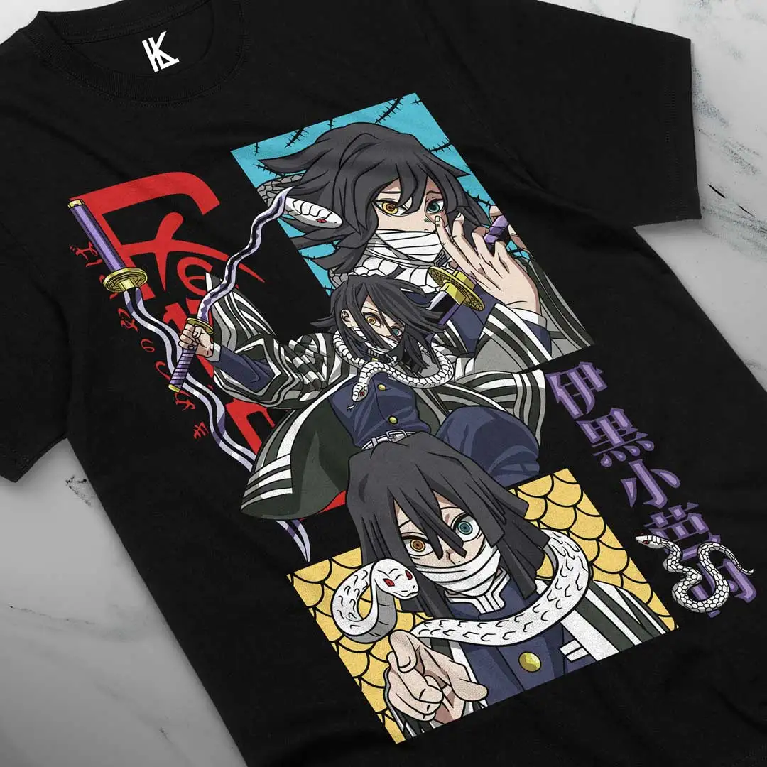 Obanai Iguro T-Shirt Kimetsu No Yaiba Anime Nezuko Tanjiro Sweater Soft Tee All Size Cotton