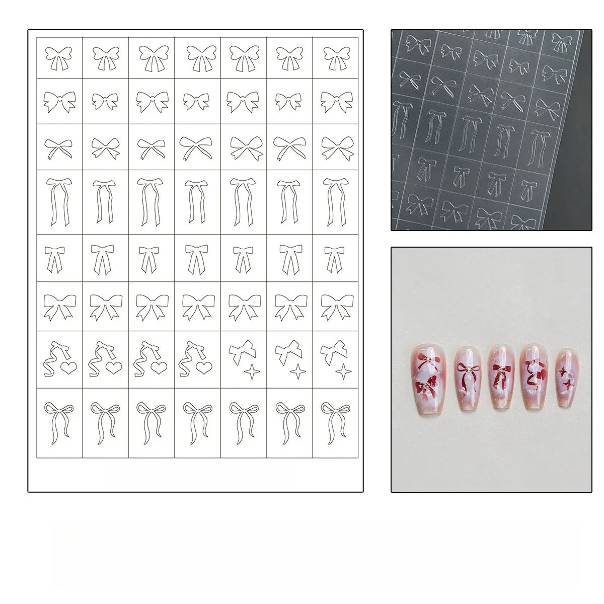 1 Set Transparent French Nail Stickers Hollow Bow Star Spray Stencils DIY Manicure Auxiliary Decor