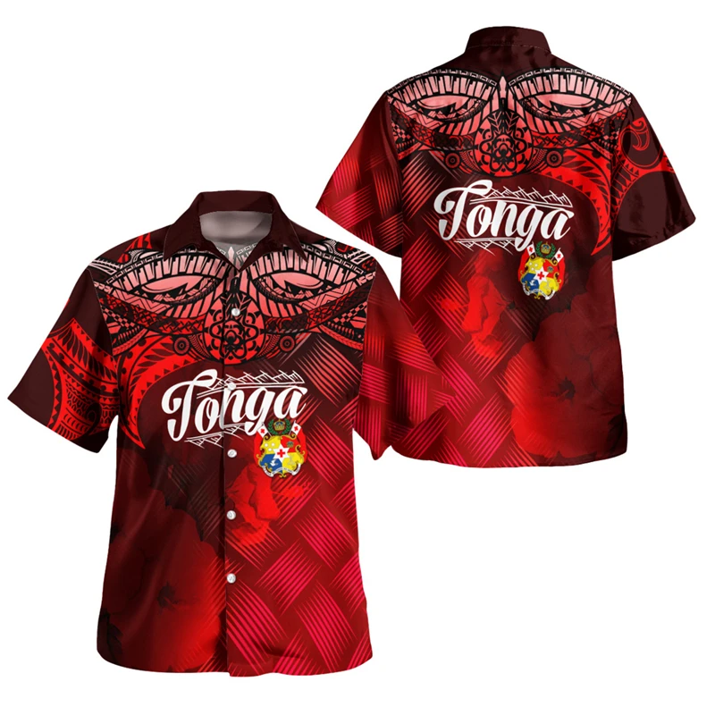 

Pohnpei Polynesian Culture Tribal Island Retro 3d Print Mens Shirts Summer Short Sleeve Lapel Vintage Top Shirt Men Clothing