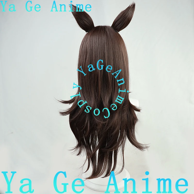 أوما موسومي بريتي ديربي رايس دش شعر مستعار تأثيري آذان بنية داكنة ذيل هالوين كرنفال حفلة الشعر الاصطناعية مقاومة للحرارة