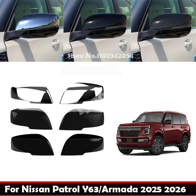 

Для Nissan Patrol Y63/Armada 2025 2026 ABS черный защитный чехол для зеркала заднего вида, боковое зеркало заднего вида, чехол для столкновений