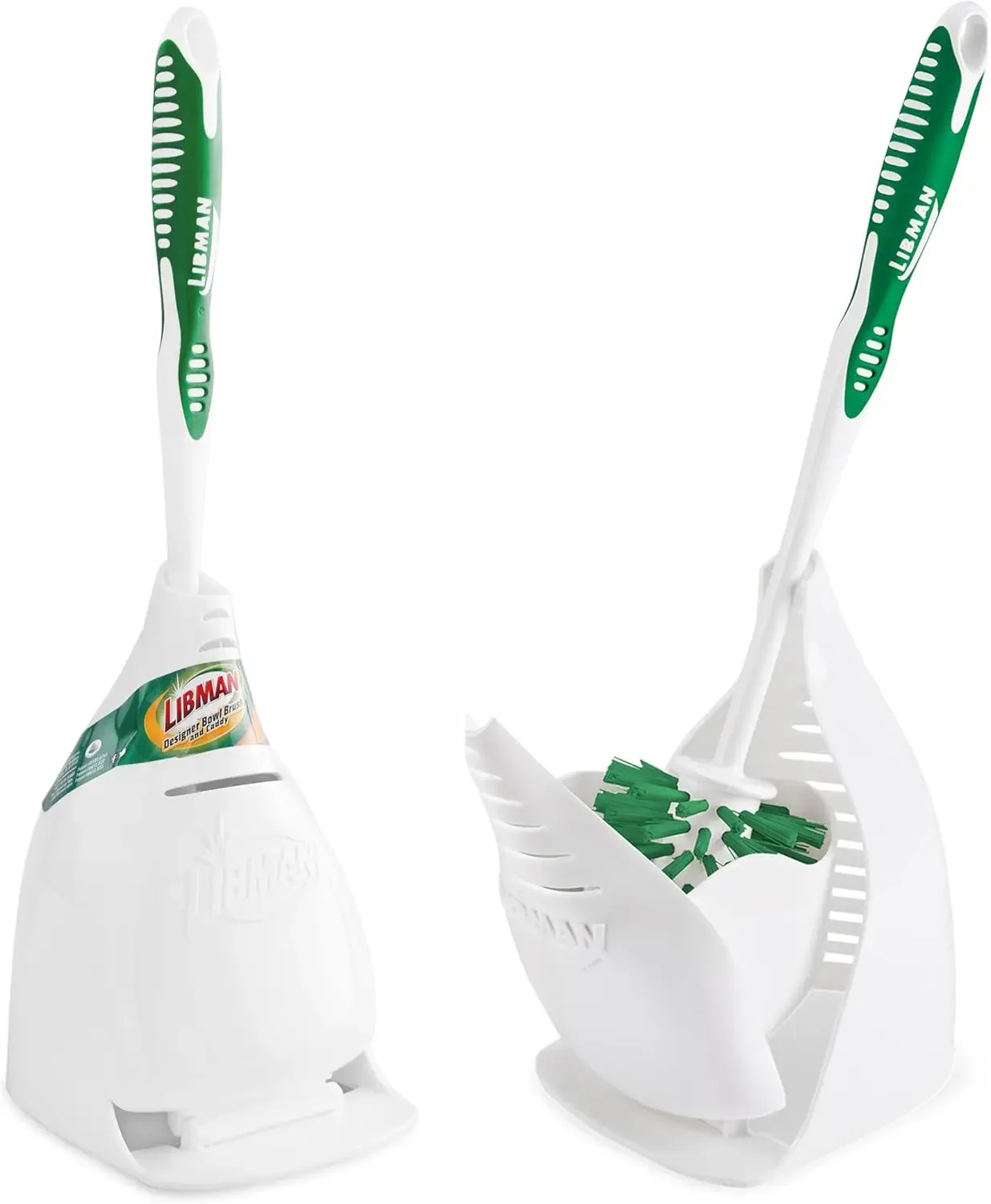 

2 Pack Toilet Brush and Holder Set with Drying Slits, Non-Scratch, No-Tip Caddy