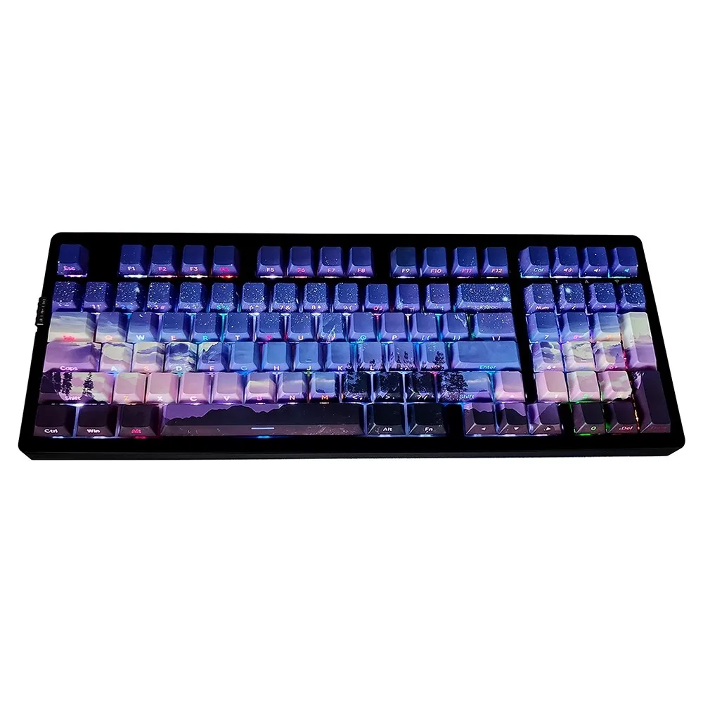 125 Keys Dawn Keycaps Cherry Profile Backlit KeyCap Side Print Keycap PBT Dye Sublimation For MX Switch Mechanical Keyboard