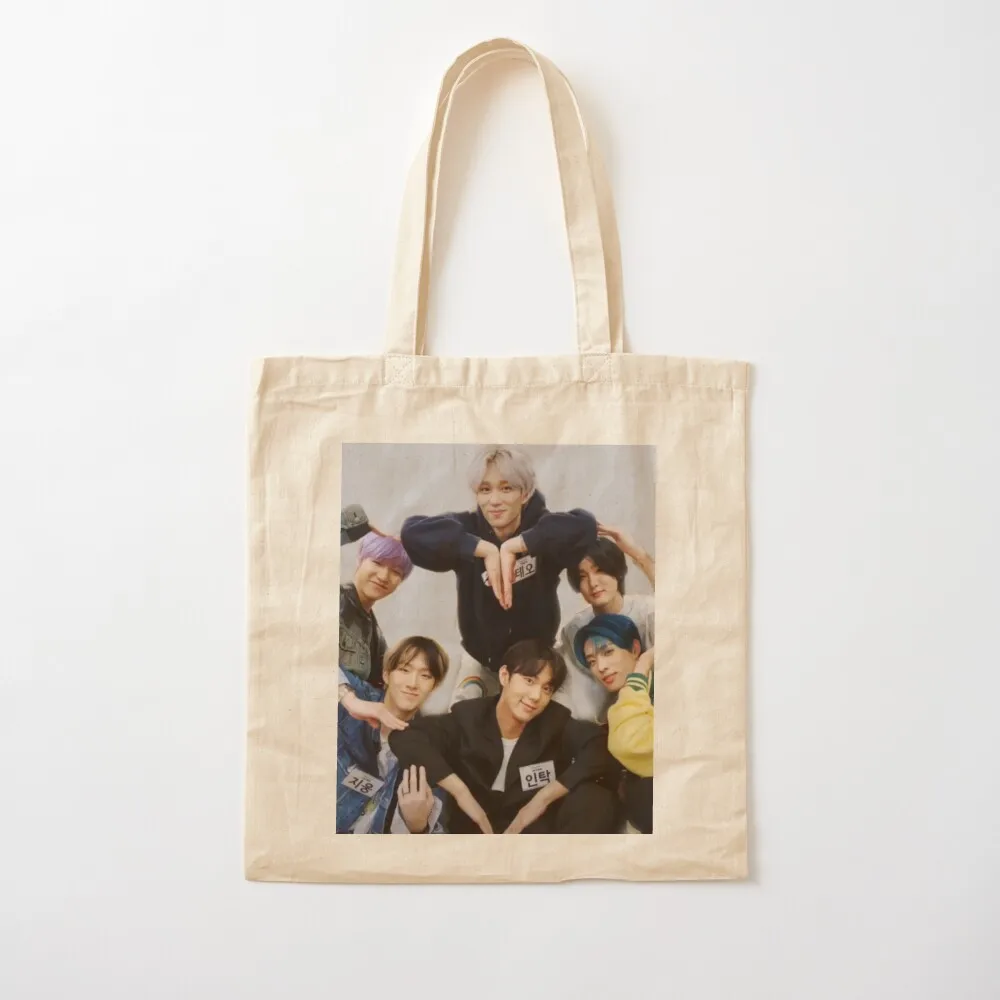 

P1Harmony OT6 Group Heart Tote Bag tote bag screen shopper bag women canvas Big women reusable grocery bags