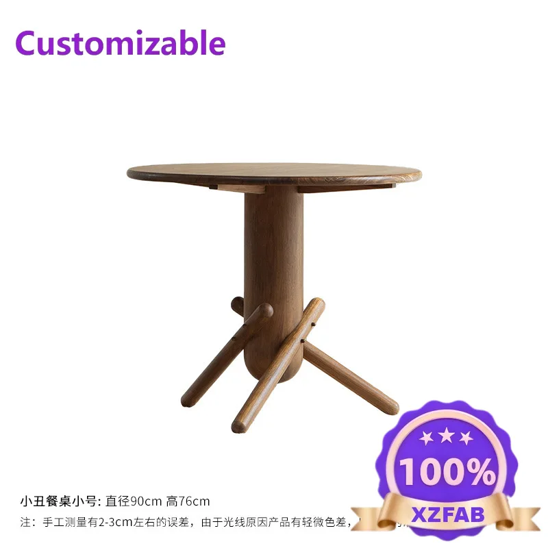 Factory Direct 2026 Household imported all-solid wood restaurant retro round table designer creative small apartment