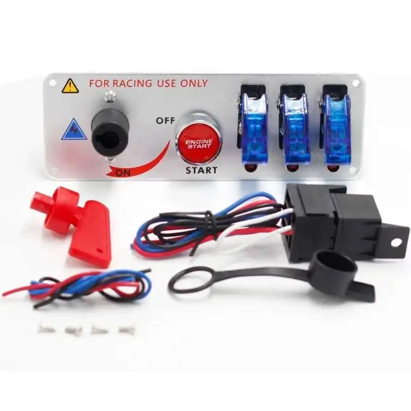 

12V LED Racing Car Ignition Engine Start On/Off Push Switch Panel 5 In 1 Toggle Switches Safe Durable