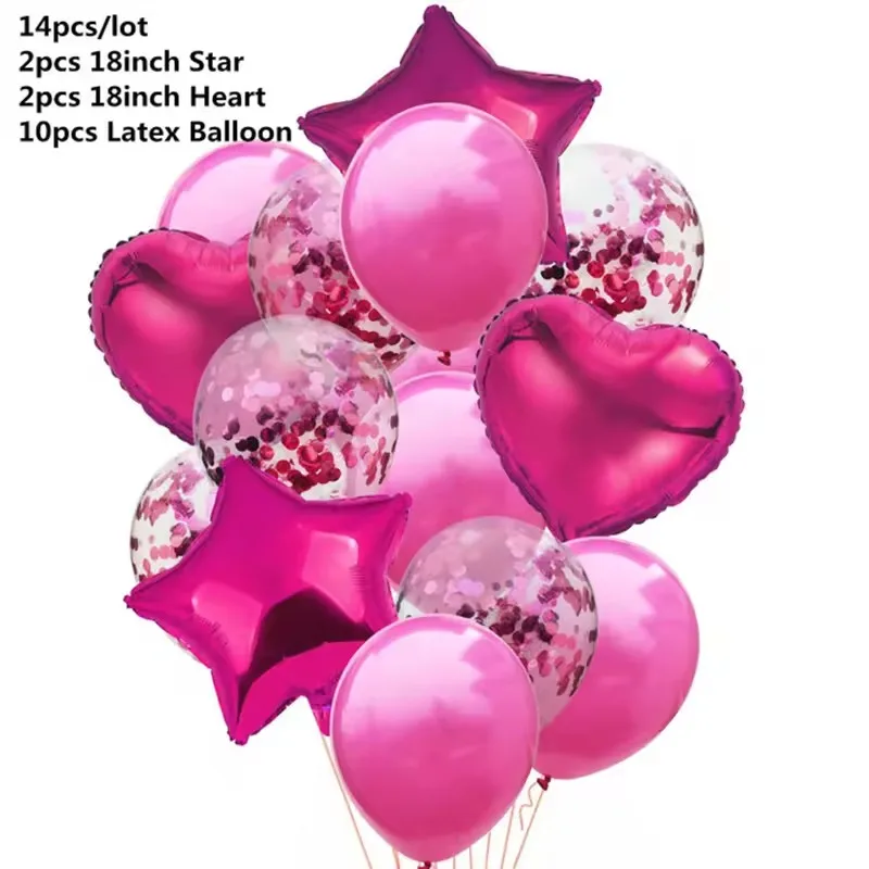 14 Stück Herz-Stern-Folienballons mit Latex-Konfetti-Ballons für Geburtstags- und Hochzeitsfeier-Dekorationen – Detail 3