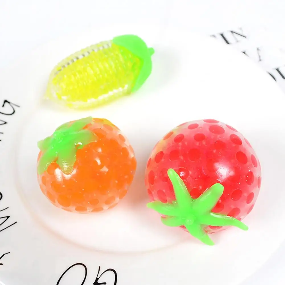 

Fruit Toy Slow Rebound Vegetable Fruit Toy for Stress Relief Flexible Tpr Corn Tomato Orange Squeeze Fidget Toy for Kids Adults