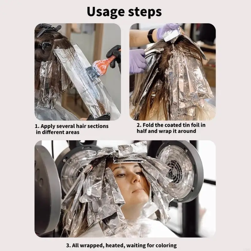 髪のハイライト、アルミホイルシート、ハイライトフォイル用のU0DEシルバーヘアホイル
