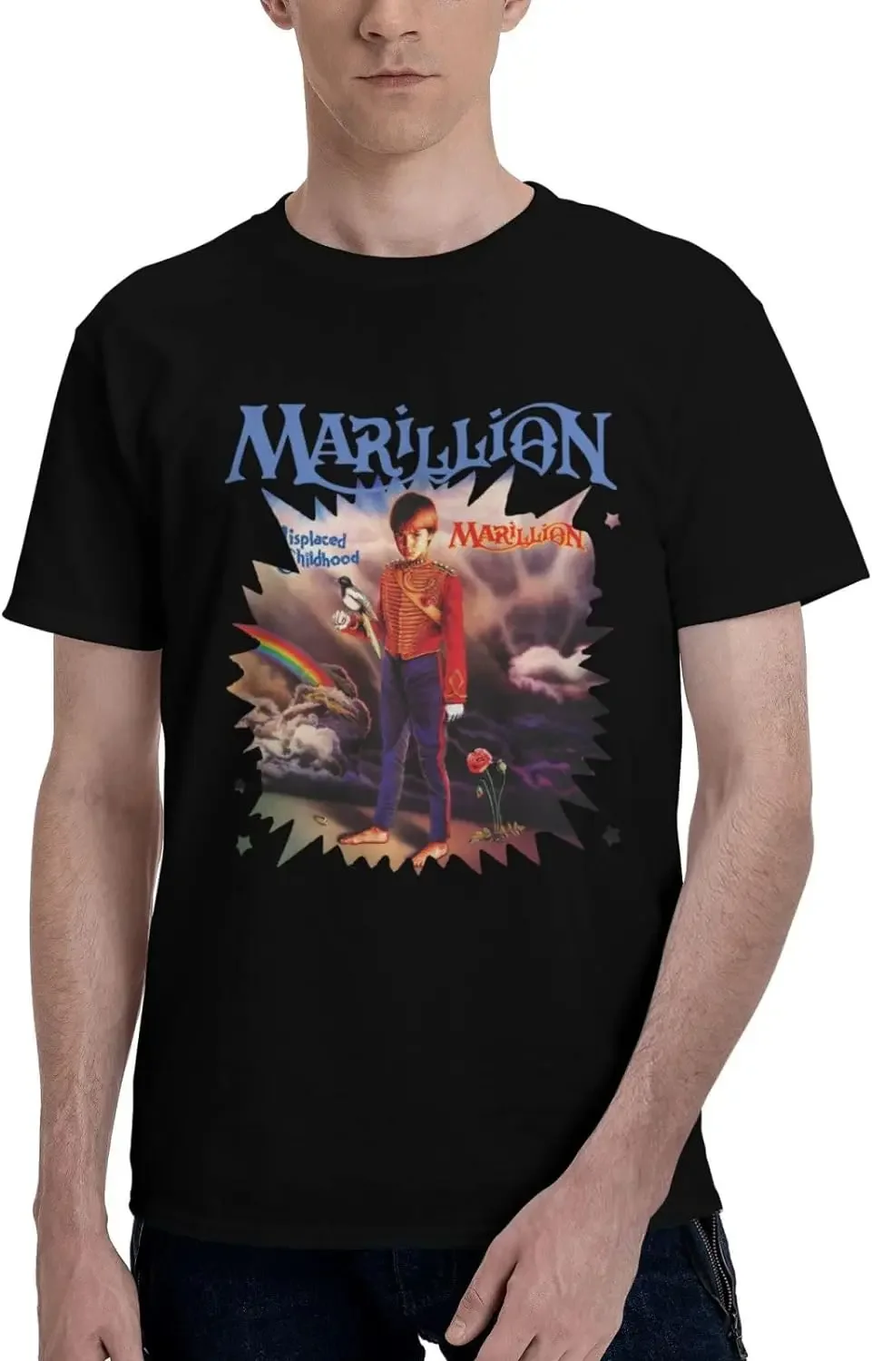 Marillion Misplaced Childhood Mens Short Sleeve T Shirt Outdoor Cotton Round Neck T-Shirt Black tee shirt homme Round Collar