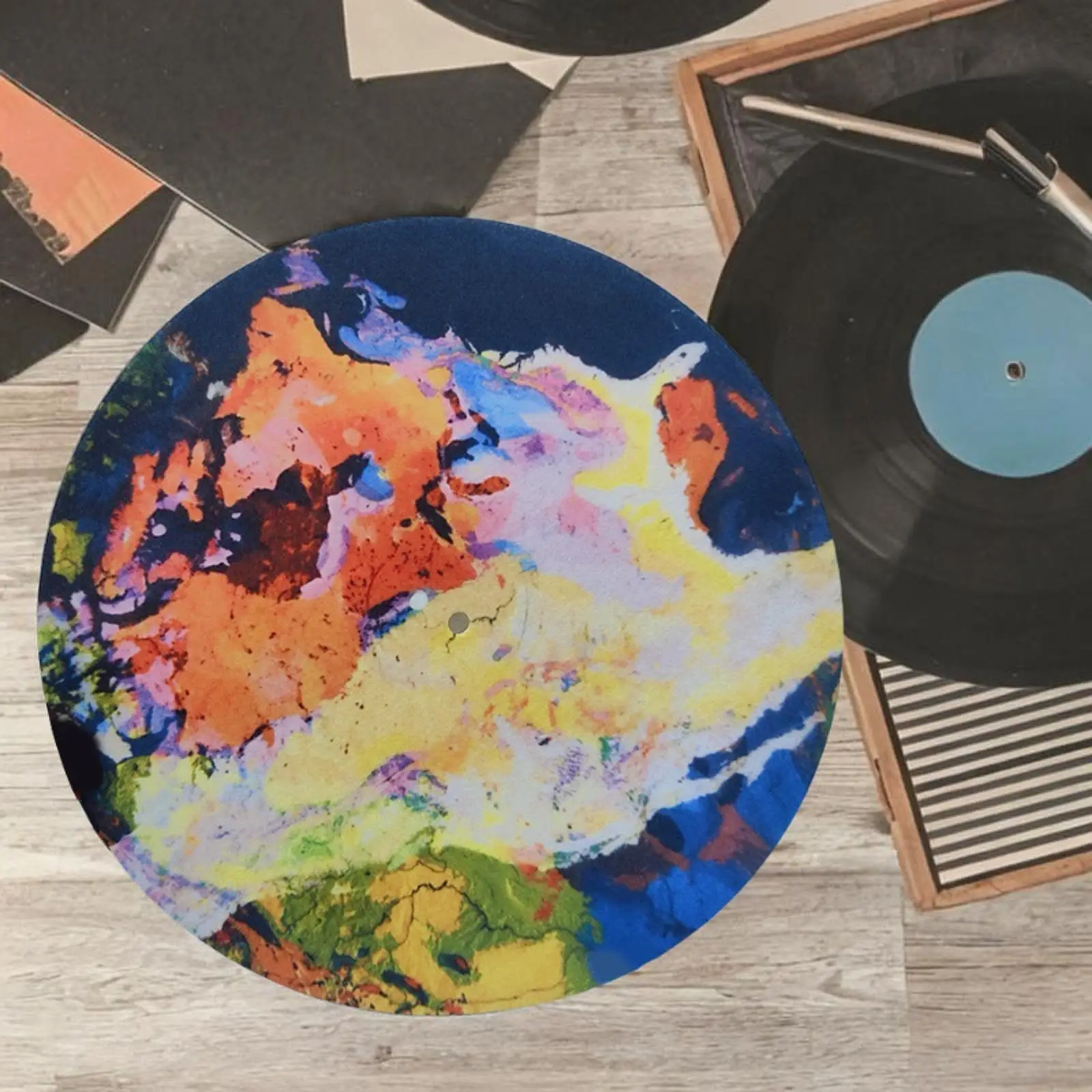 Turntable Platter Mat 12" Vinyl Record Player Felt Record Pad Art Style Home