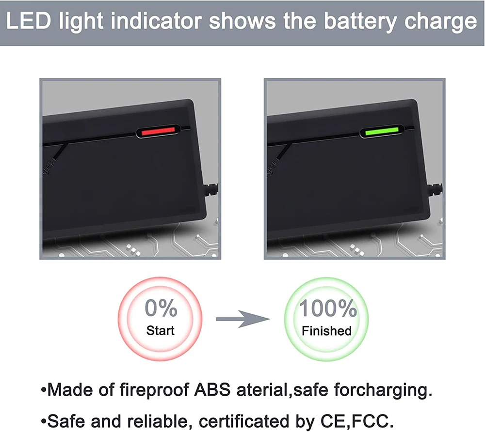 54.6V 2Amp Charger for Fast and Safe Charging 48V 13S Li-ion Battery Compatible with  Balancing Electric  /Hoverboard