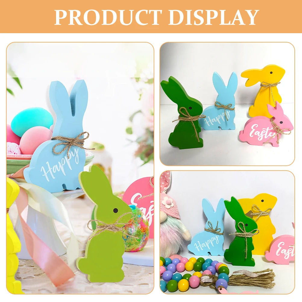 

1 set Wooden Rabbit Beaded Set Craft Tags Party Decorations Easter Bunny Table Toys Wood Cutouts Kids Toy 3D Model Desktop