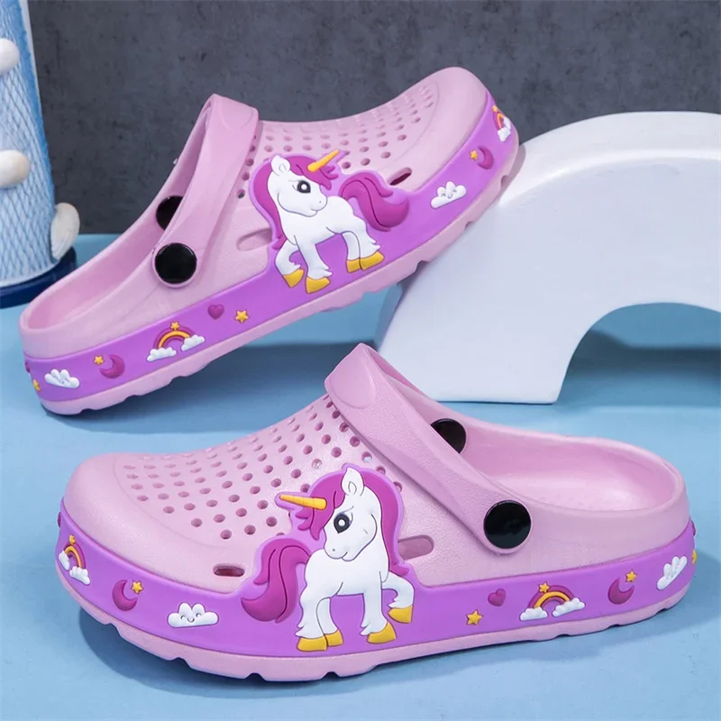 

Summer Cartoon Child Girls Slippers Unicorn Princess Slippers For Children Beach Boys Comfortable Soft Toddler Kids Clogs Shoes