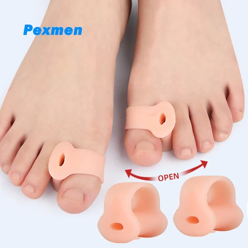 Pexmen 2 uds separador de dedos Corrector de juanete Gel espaciador de dedos Protector de dedos alivio del dolor de juanete superpuesto y puntera deriva