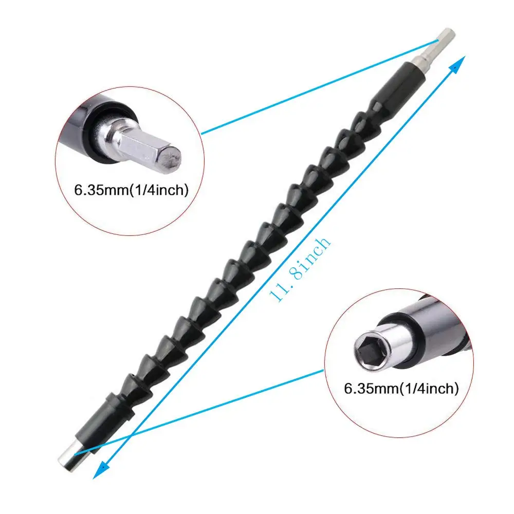 Drill Bit Extension Magnetic Hex Soft Shaft 12 inch Flexible Screwdriver Drill for Connect Drive Shaft Tip Drill Bit Kit Adaptor