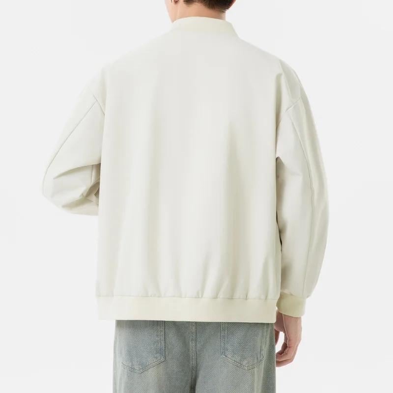 Men's Stand-Up Collar Casual Coat Spring Autumn 2025 Loose Cardigan Trendy Jacket Comfortable Fit Outerwear for Men