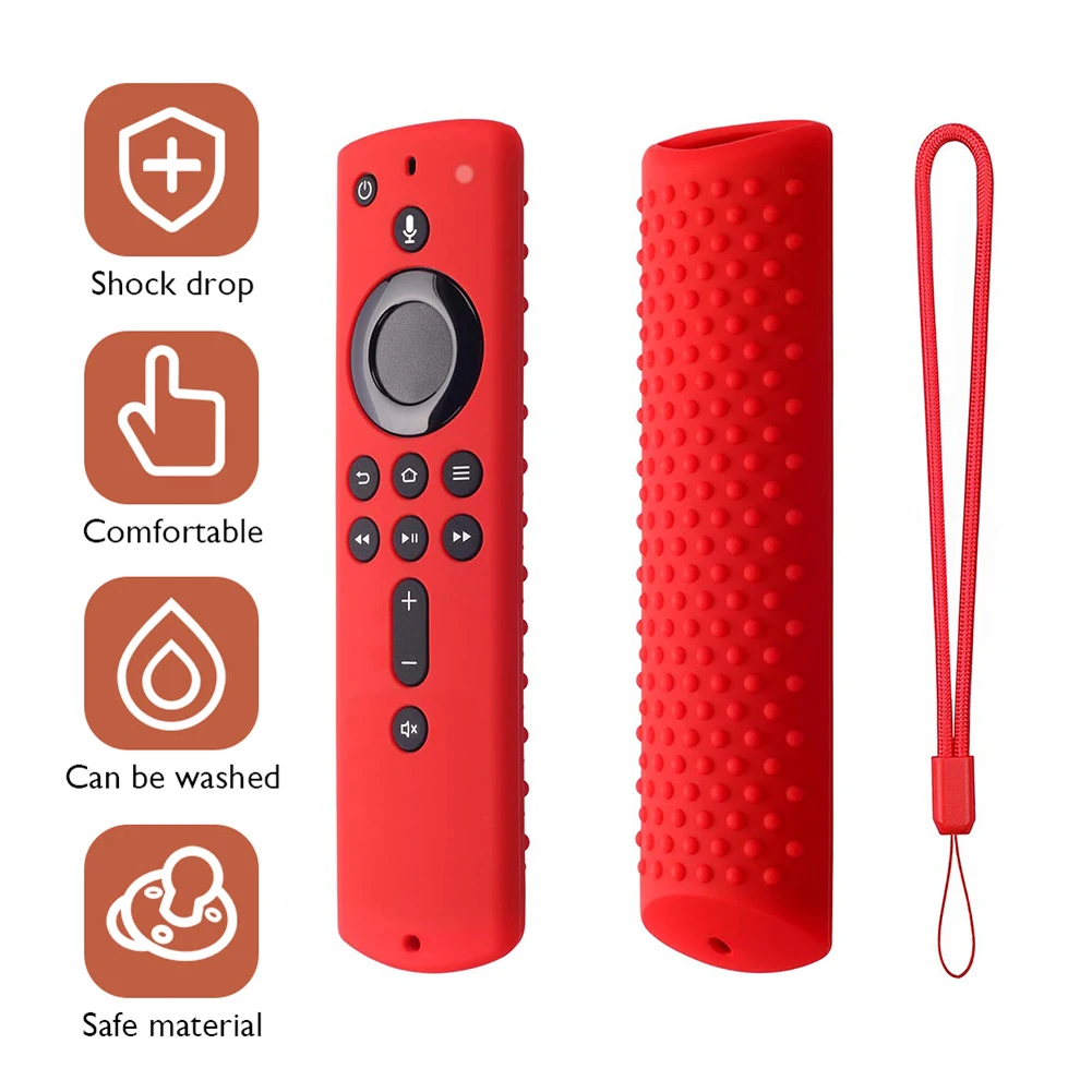 All Inclusive TV Remote Control Protector with Lanyard Smart Television Remote Control Case Anti Slip for  Fire TV Stick 4