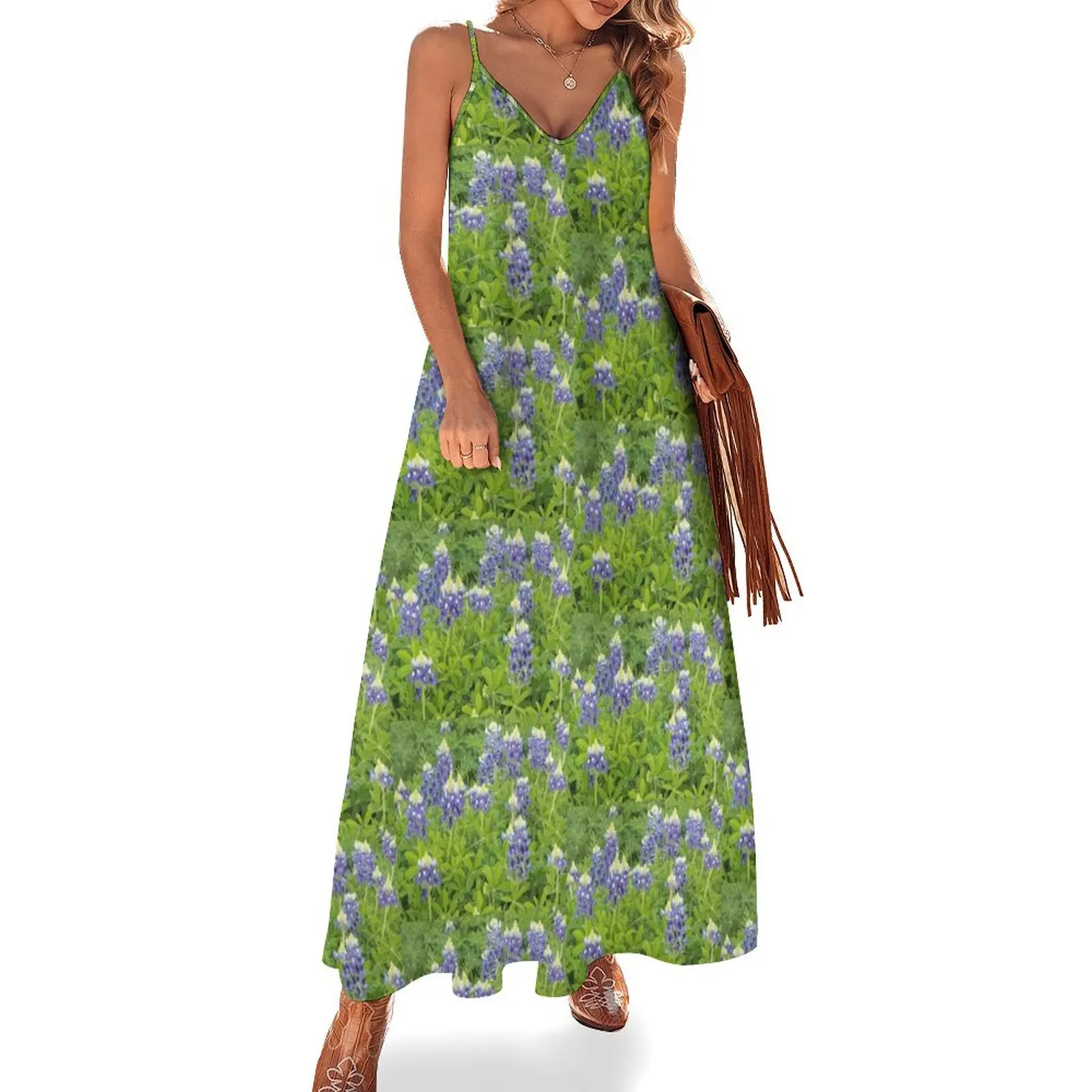 

The Texas Bluebonnet Garden Sleeveless Dress women's luxury party dress luxury dresses women dress Women's clothing