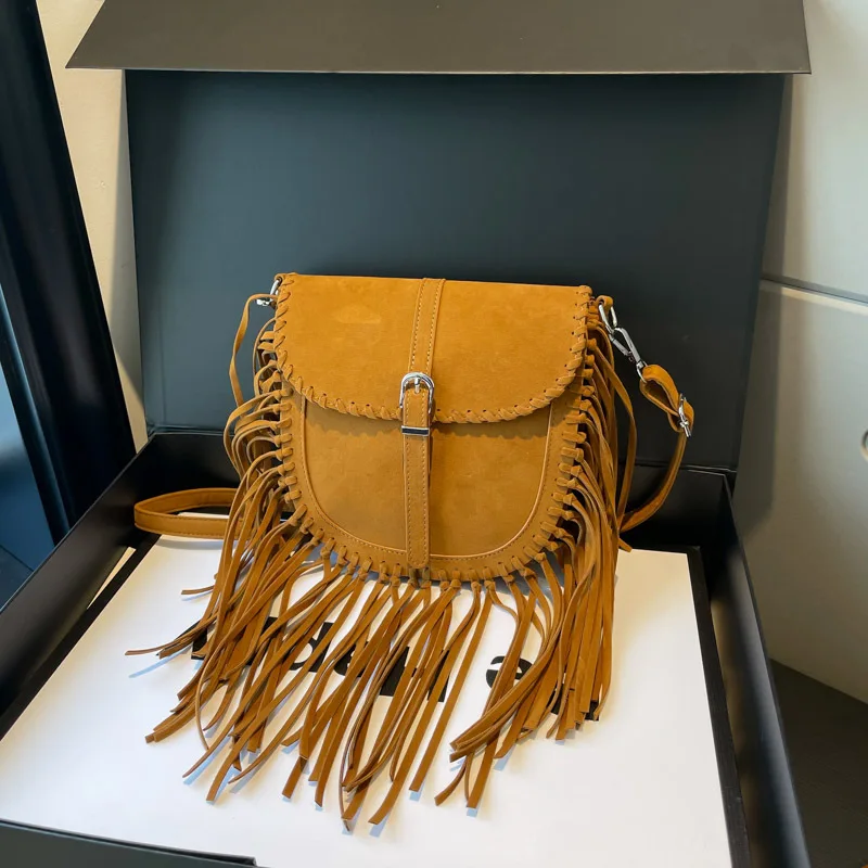 

Винтажные женские сумки через плечо из искусственной замши, маленькая длинная сумка через плечо с кисточками для женщин, сумка-мессенджер для телефонов handbg