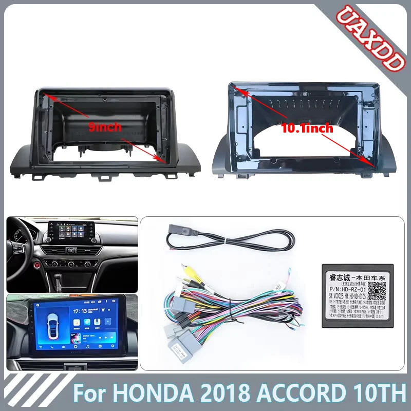 

For Honda 2018 Accord 10.1inch Car cd Radio Android Stereo Frame Panel Fascia Dashboard Audio Player Screen Cable Harness canbus