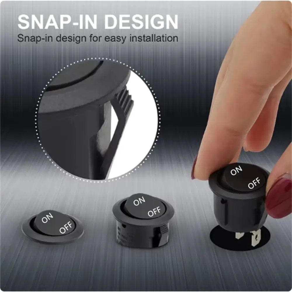 

2 Pin Round Rocker Switch Black 12 Volt DC Toggle Switch 2nd Gear, 2nd Foot Terminal 15CM Circular Switch Car Automotive