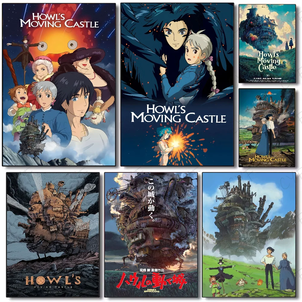Póster de Anime h-Howls m-moving C-Castle, impresión de alta calidad, pegatina artística de pared impermeable para Bar, decoración para sala de estar, regalo