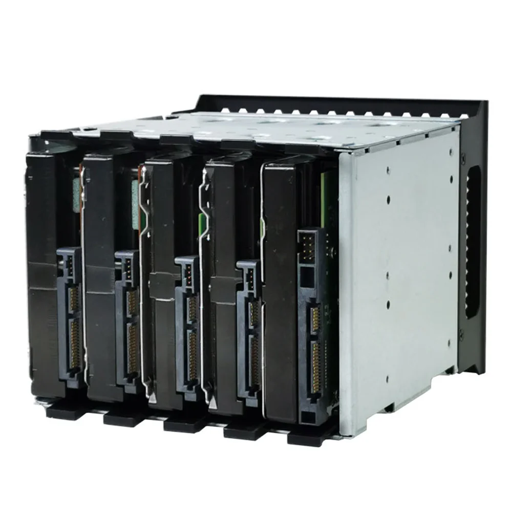 Large Capacity HDD Hard Drive Cage Rack 5.25 Inch to 5X 3.5 Inch SAS SATA Hard Drive Disk Tray for Computer