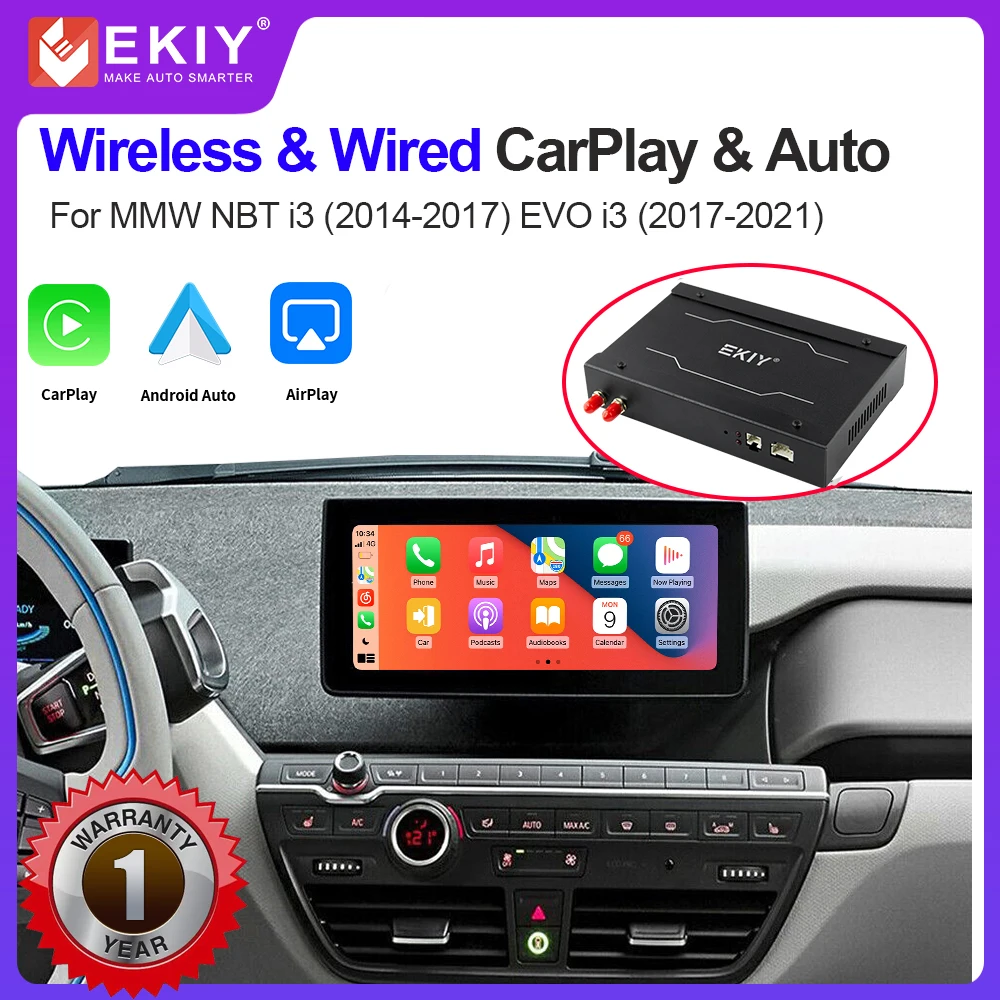 EKIY Wireless CarPlay Android Auto For BMW i3 I01 NBT 2014-2017 EVO 2017-2021 System Mirror Link AirPlay Car Play Function